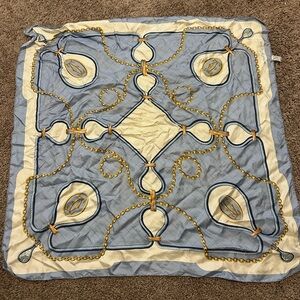 Cartier Blue and Gold Silk Scarf